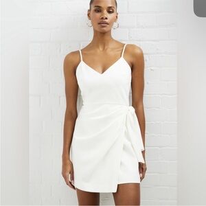 French Connection White Spaghetti-Strap Wrap Mini Dress